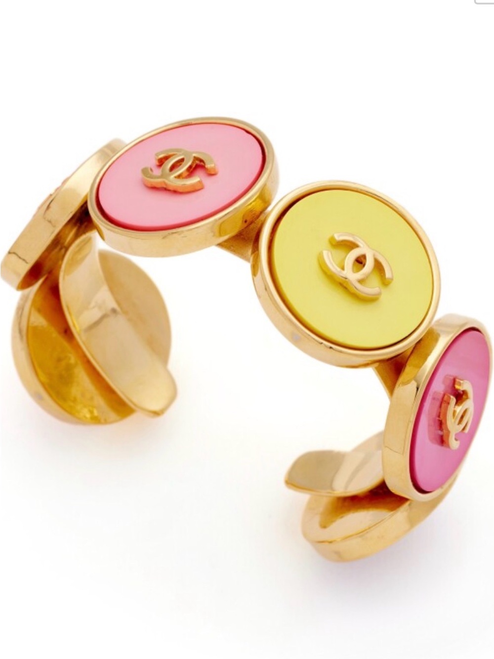 CHANEL Vintage CC Bracelet- Lagerfeld Button Cuff - COA included